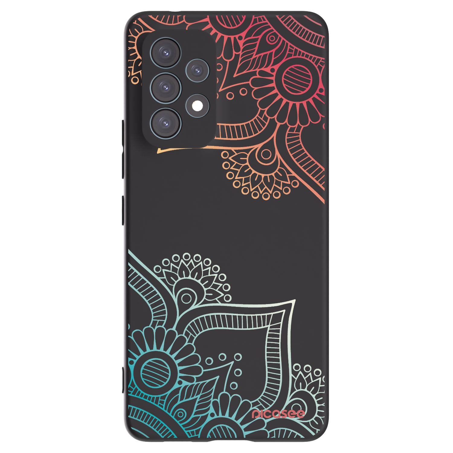 Picasee Μαύρη θήκη σιλικόνης για Samsung Galaxy A53 5G A536 - Flowers pattern