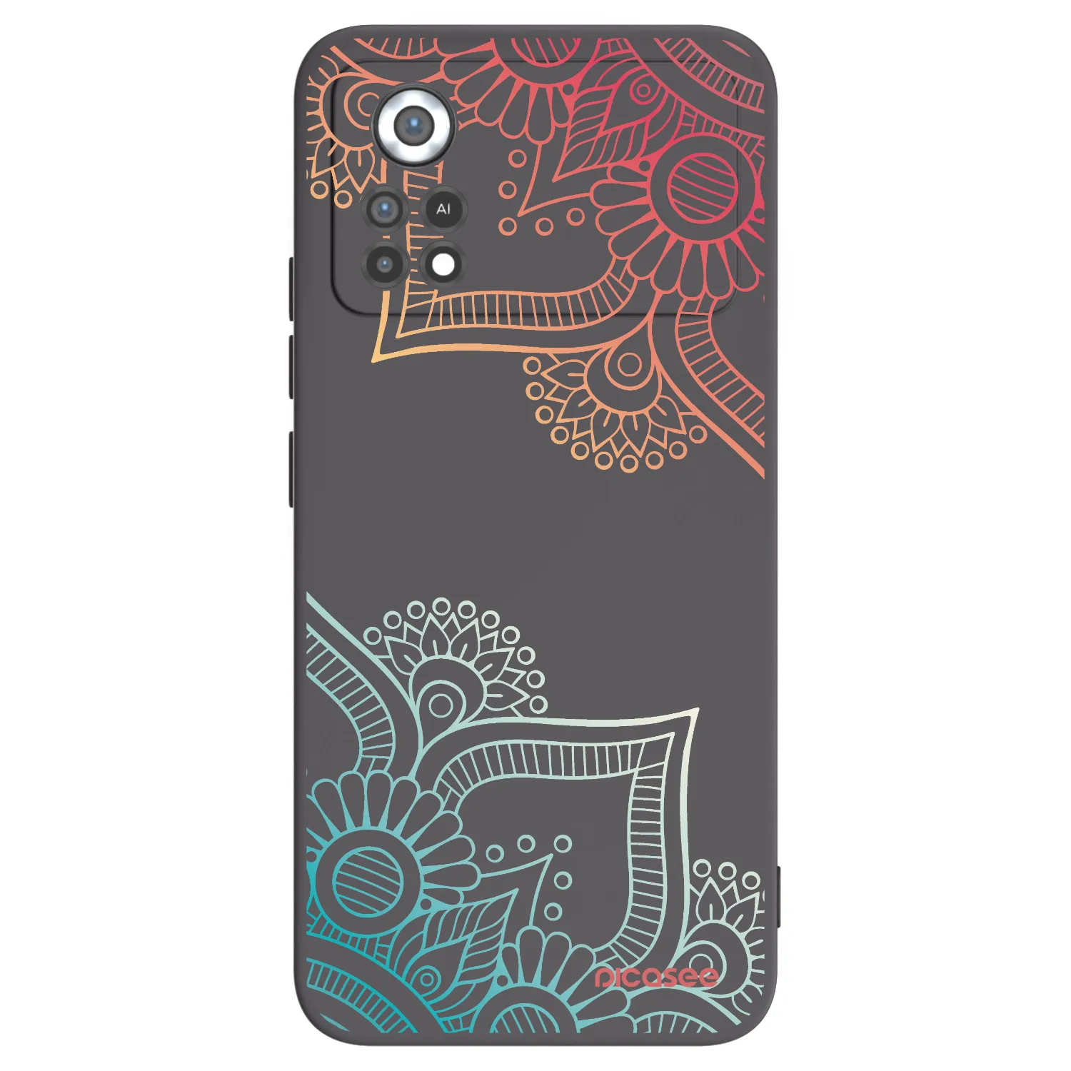 Picasee Μαύρη θήκη σιλικόνης για Xiaomi Poco X4 Pro 5G - Flowers pattern