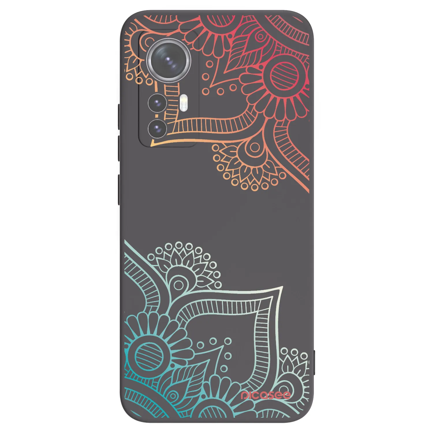 Picasee Μαύρη θήκη σιλικόνης για Xiaomi 12 - Flowers pattern