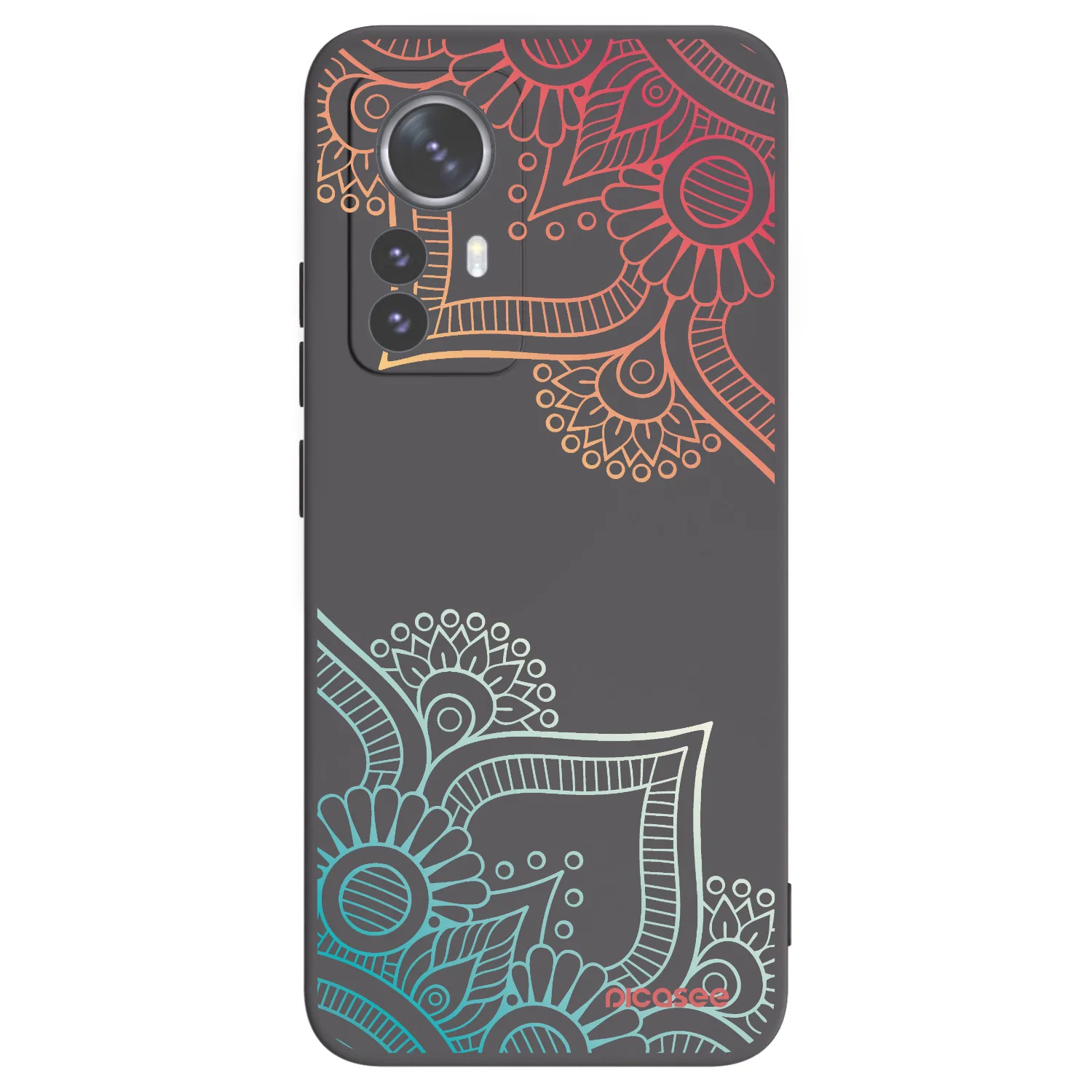 Picasee Μαύρη θήκη σιλικόνης για Xiaomi 12 Pro - Flowers pattern