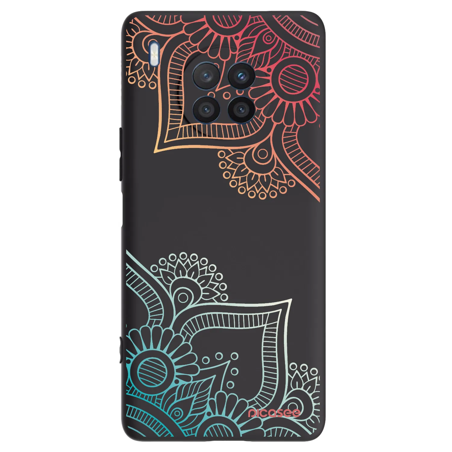 Picasee Μαύρη θήκη σιλικόνης για Honor 50 Lite - Flowers pattern