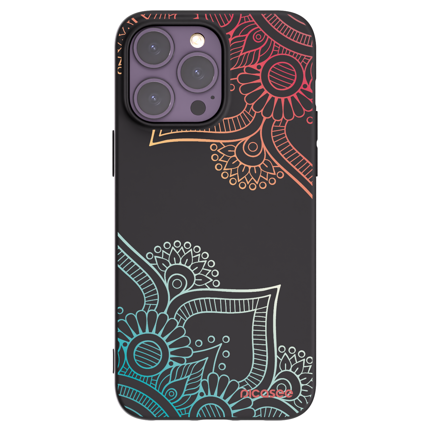 Picasee Μαύρη θήκη σιλικόνης για Apple iPhone 14 Pro Max - Flowers pattern