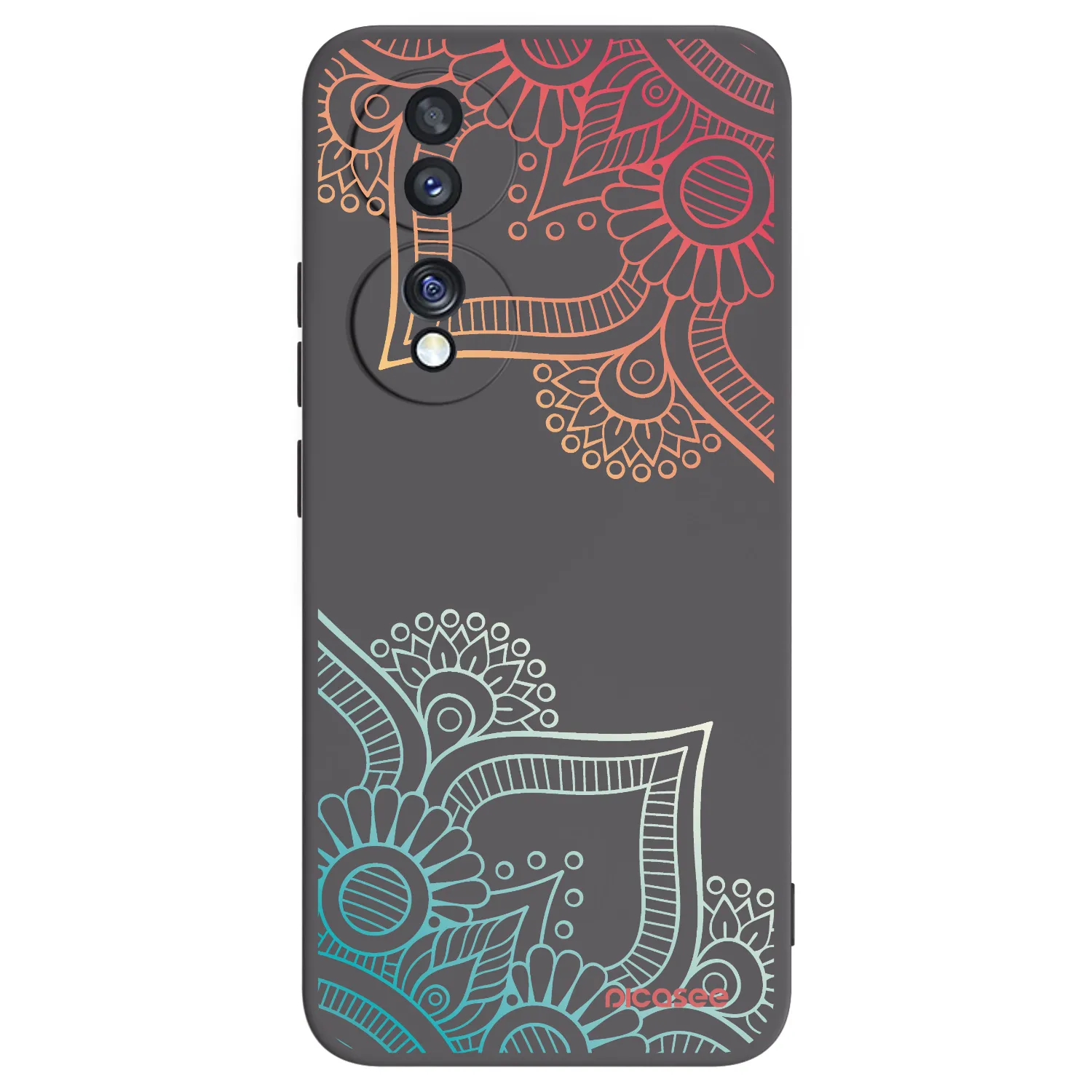 Picasee Μαύρη θήκη σιλικόνης για Honor 70 - Flowers pattern