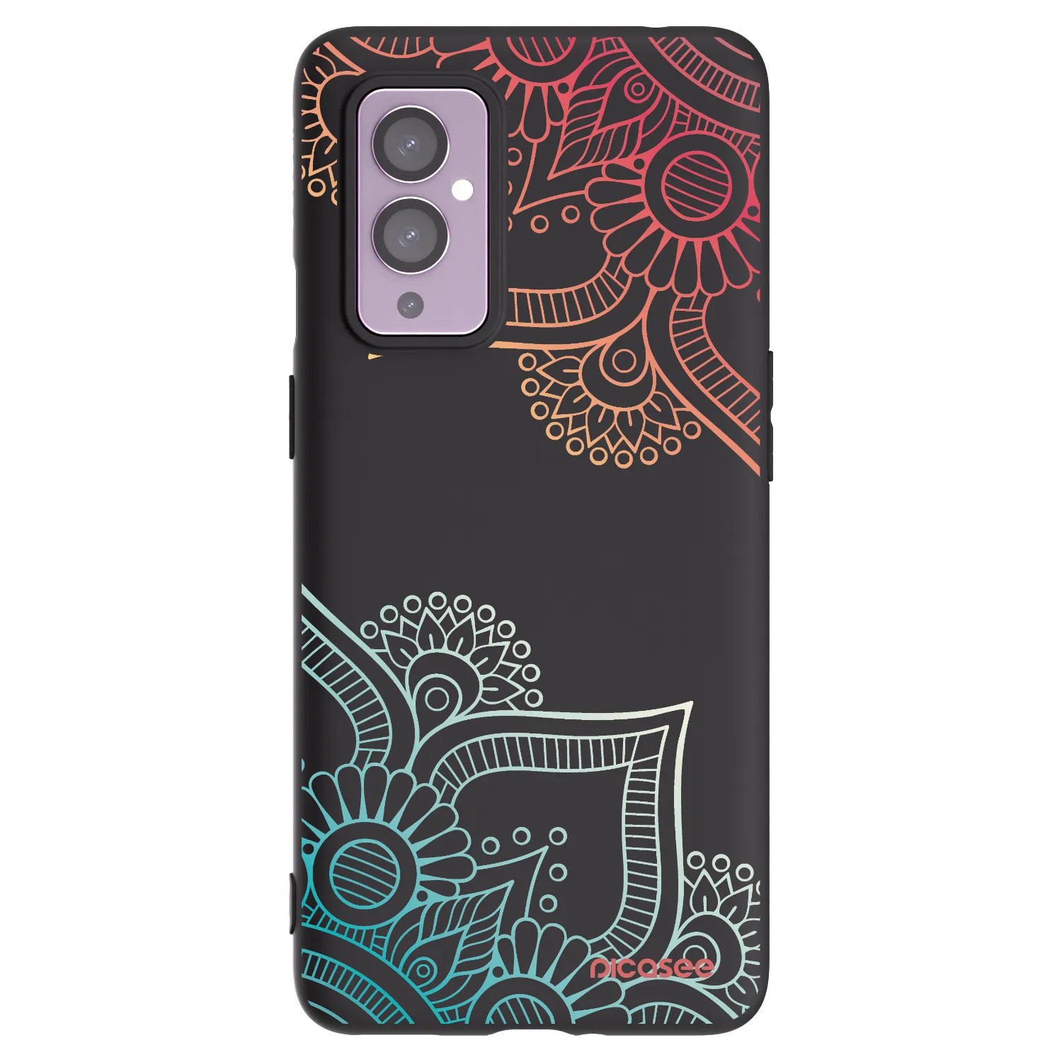 Picasee Μαύρη θήκη σιλικόνης για OnePlus 9 - Flowers pattern