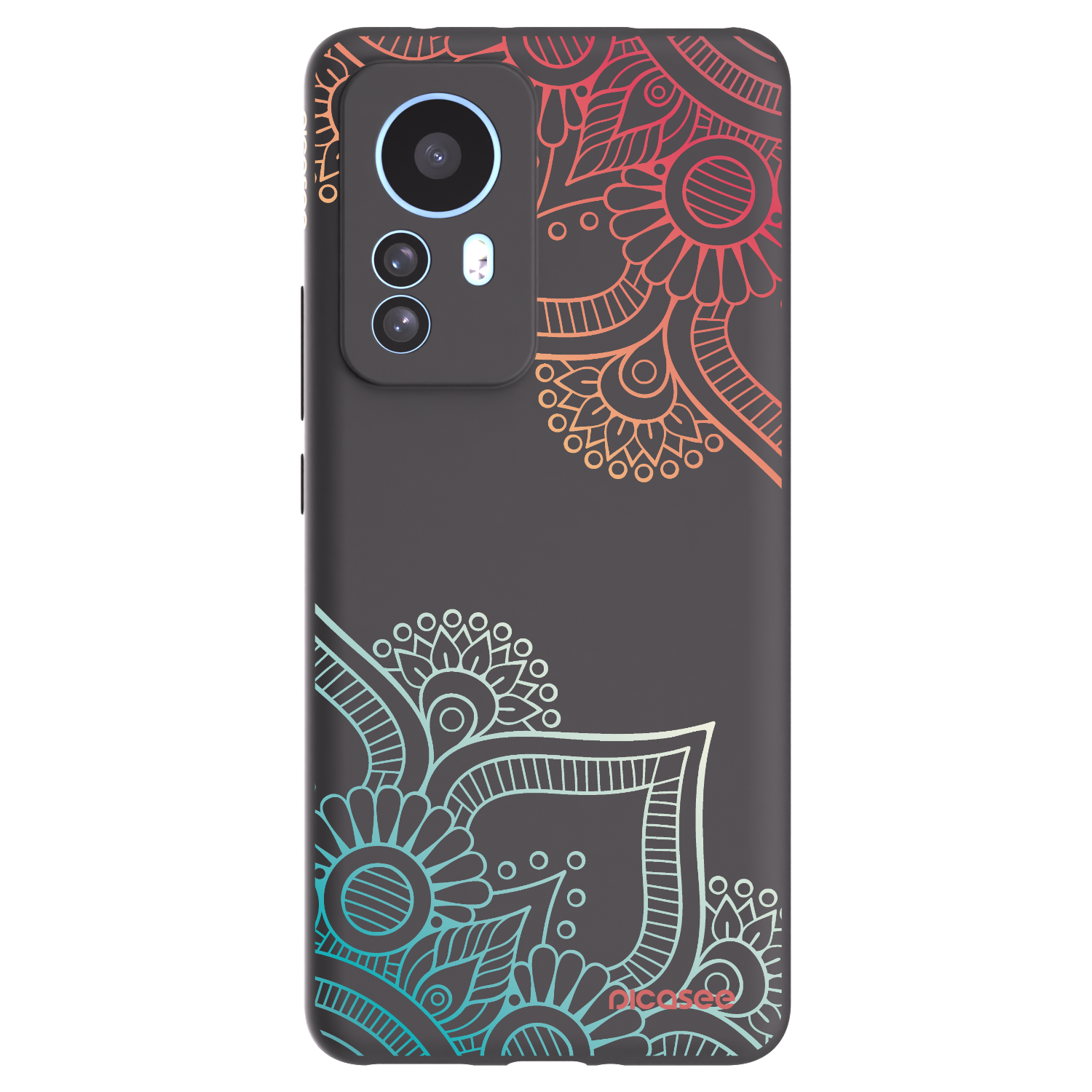 Picasee Μαύρη θήκη σιλικόνης για Xiaomi 12T - Flowers pattern