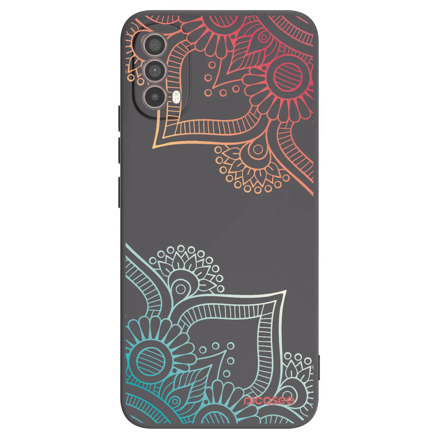Picasee Μαύρη θήκη σιλικόνης για Motorola Moto E40 - Flowers pattern