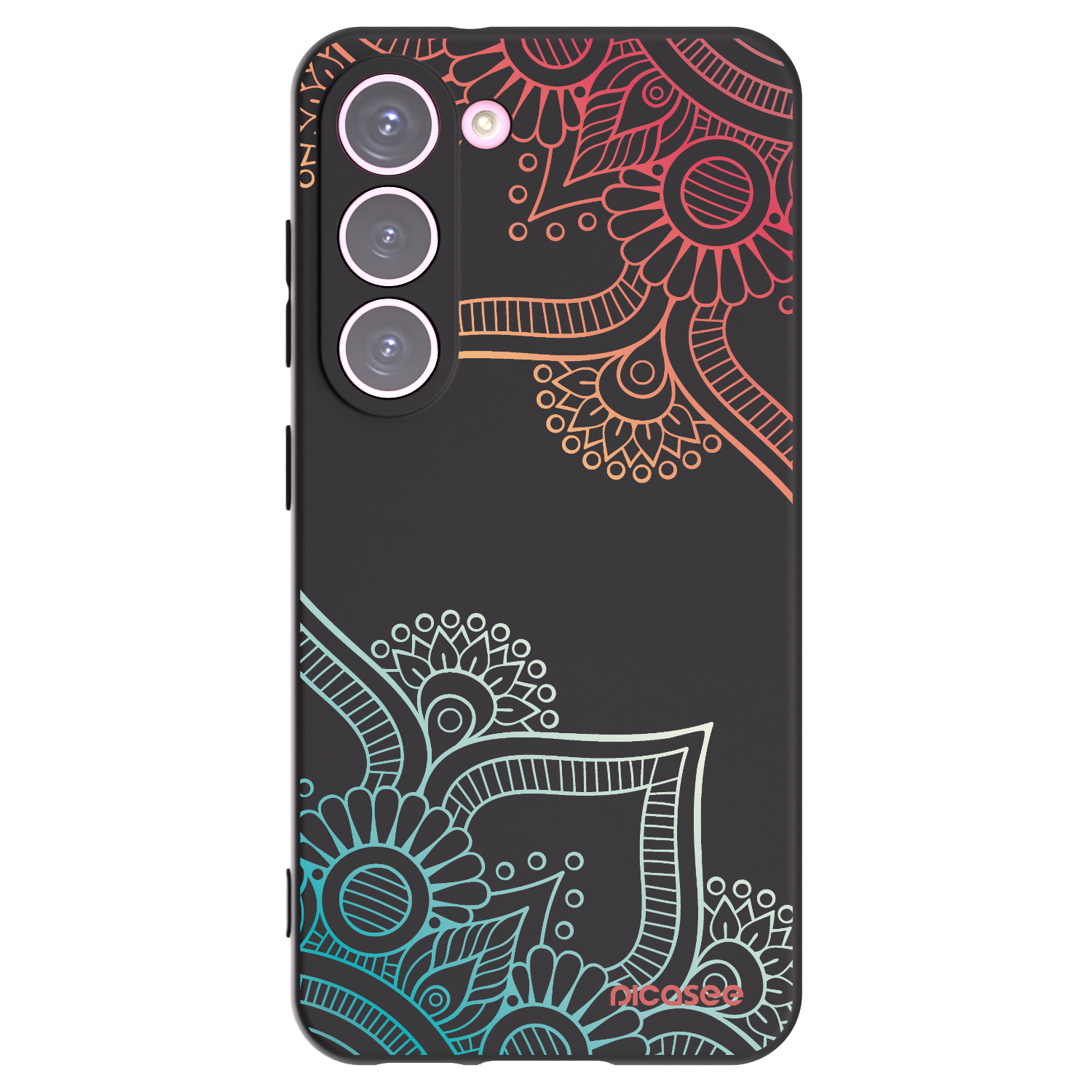 Picasee Μαύρη θήκη σιλικόνης για Samsung Galaxy S23 5G - Flowers pattern