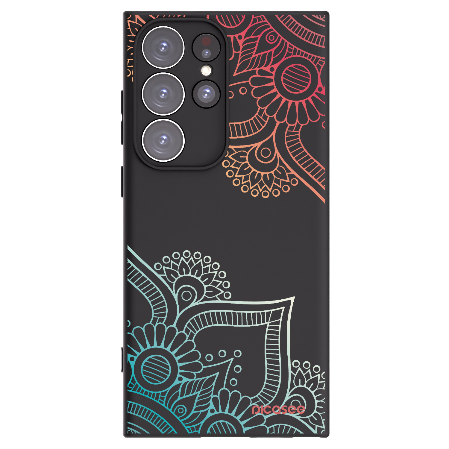 Picasee Μαύρη θήκη σιλικόνης για Samsung Galaxy S23 Ultra 5G - Flowers pattern
