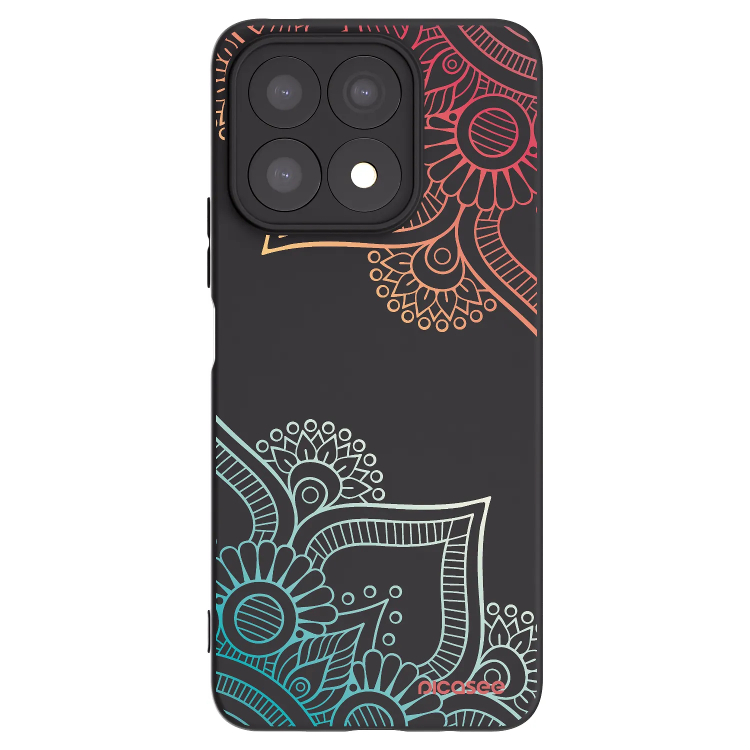 Picasee Μαύρη θήκη σιλικόνης για Honor X8a - Flowers pattern