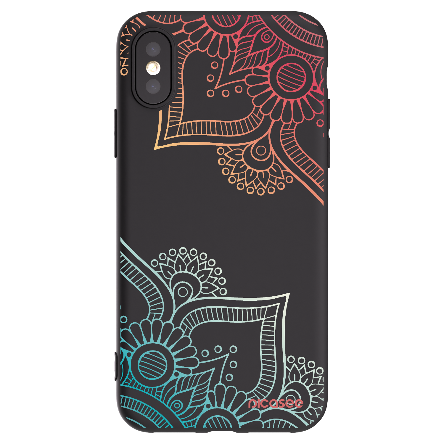 Picasee Μαύρη θήκη σιλικόνης για Apple iPhone X/XS - Flowers pattern