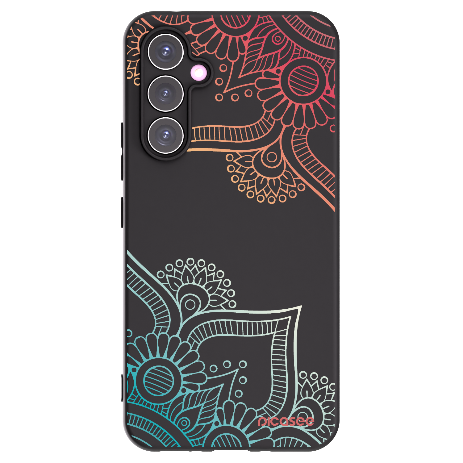 Picasee Μαύρη θήκη σιλικόνης για Samsung Galaxy A54 5G A546B - Flowers pattern
