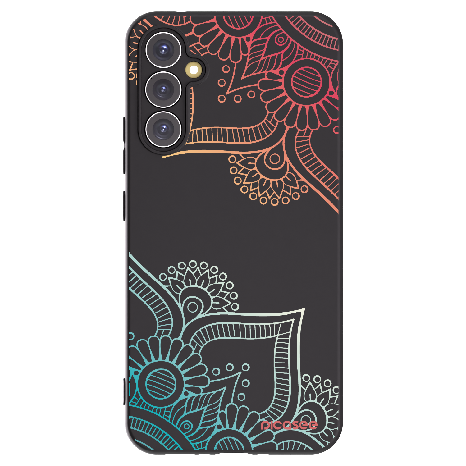 Picasee Μαύρη θήκη σιλικόνης για Samsung Galaxy A34 5G A346B - Flowers pattern