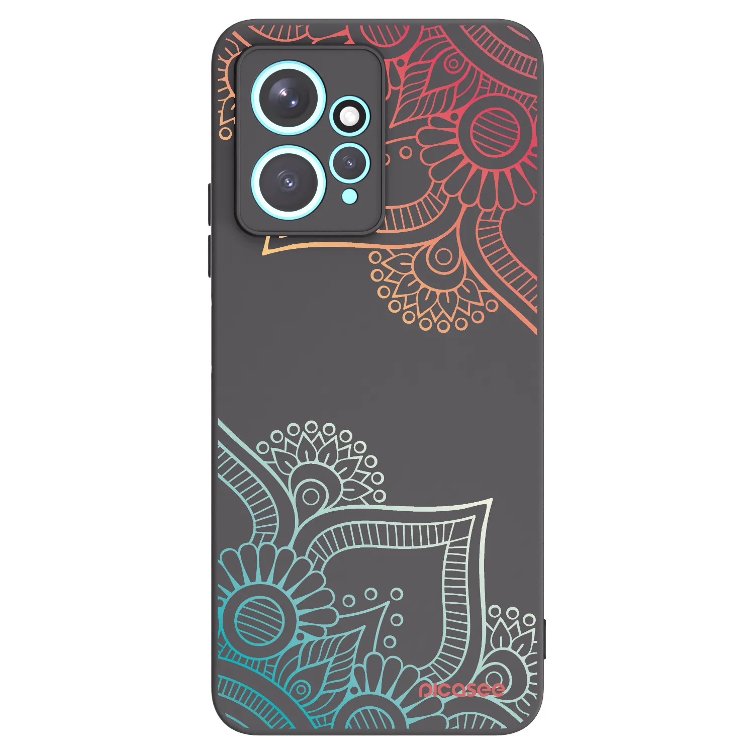Picasee Μαύρη θήκη σιλικόνης για Xiaomi Redmi Note 12 4G - Flowers pattern