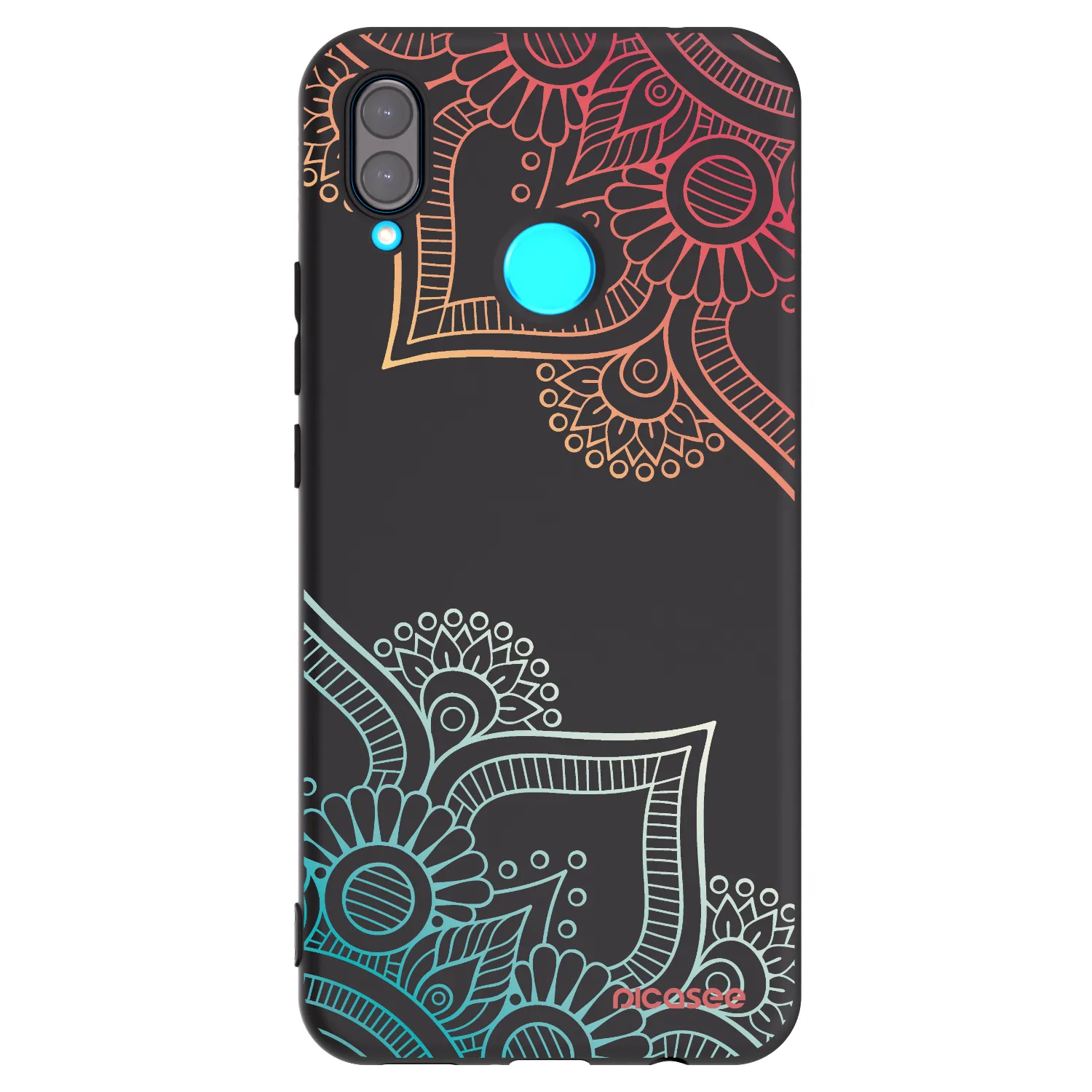 Picasee Μαύρη θήκη σιλικόνης για Huawei Nova 3 - Flowers pattern