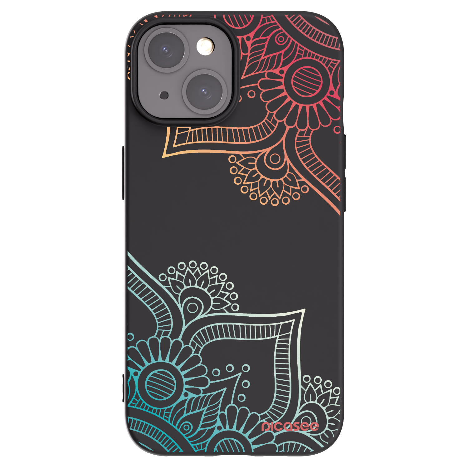 Picasee Μαύρη θήκη σιλικόνης για Apple iPhone 15 - Flowers pattern