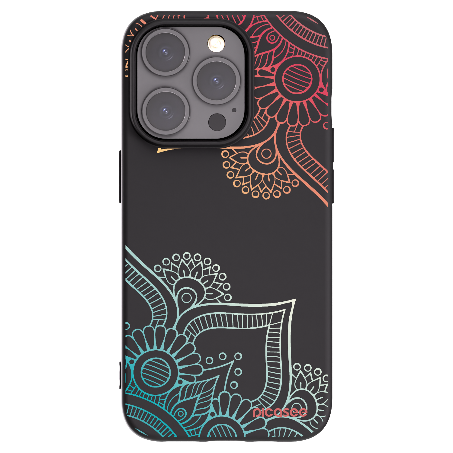 Picasee Μαύρη θήκη σιλικόνης για Apple iPhone 15 Pro - Flowers pattern
