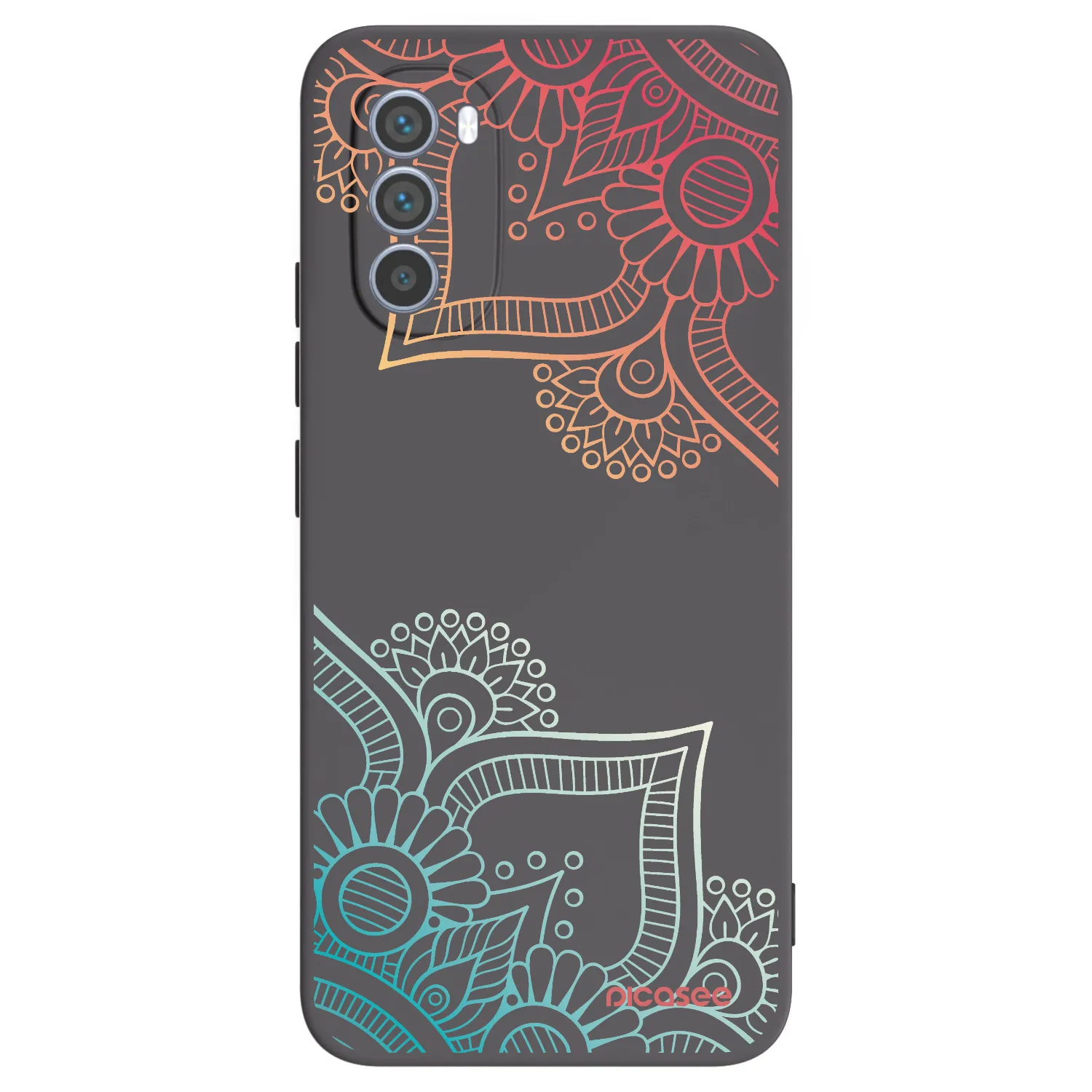 Picasee Μαύρη θήκη σιλικόνης για Motorola Moto G62 - Flowers pattern