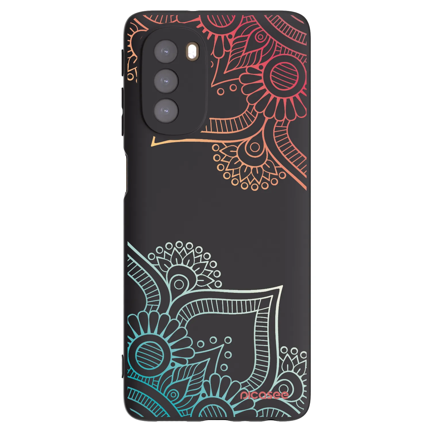Picasee Μαύρη θήκη σιλικόνης για Motorola Moto G51 - Flowers pattern