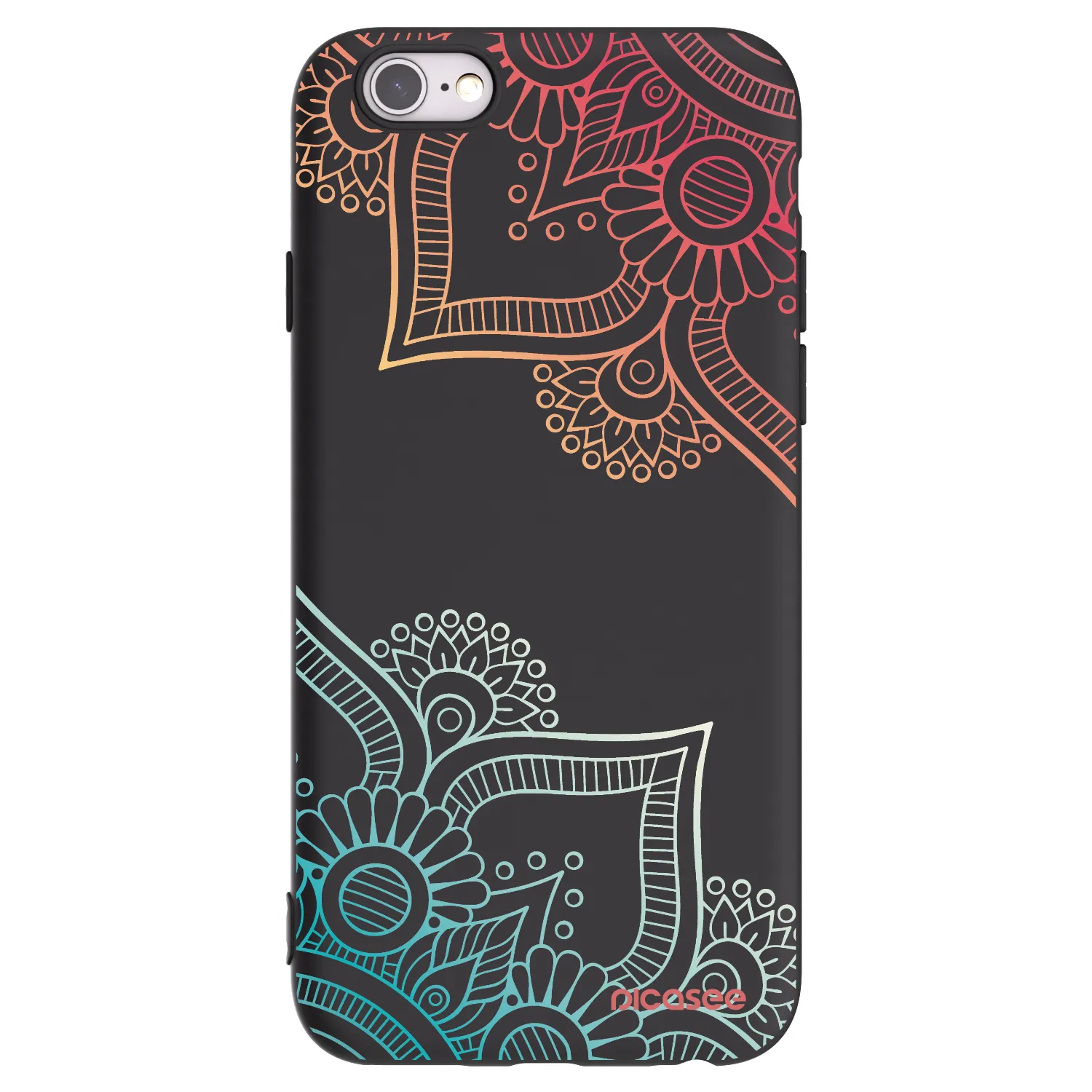 Picasee Μαύρη θήκη σιλικόνης για Apple iPhone 6/6S - Flowers pattern