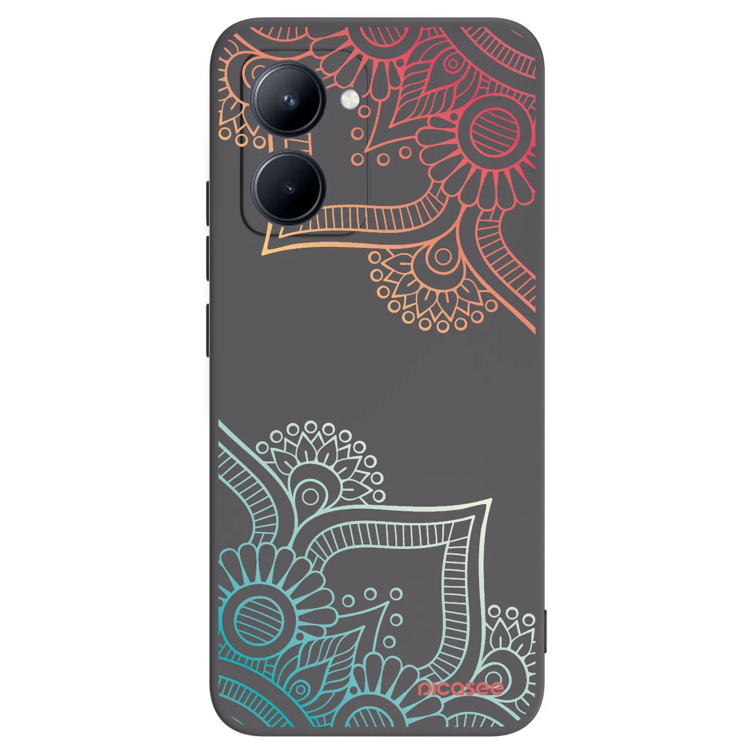 Picasee Μαύρη θήκη σιλικόνης για Realme C33 (2023) - Flowers pattern