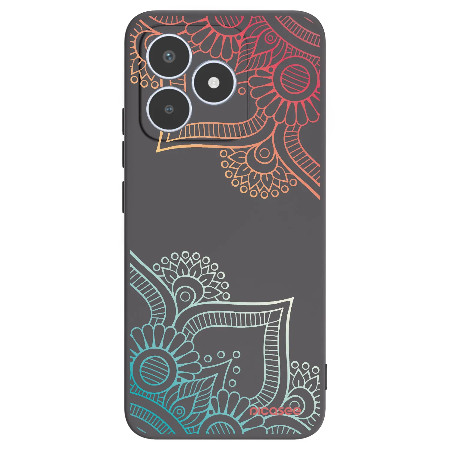 Picasee Μαύρη θήκη σιλικόνης για Realme C53 - Flowers pattern
