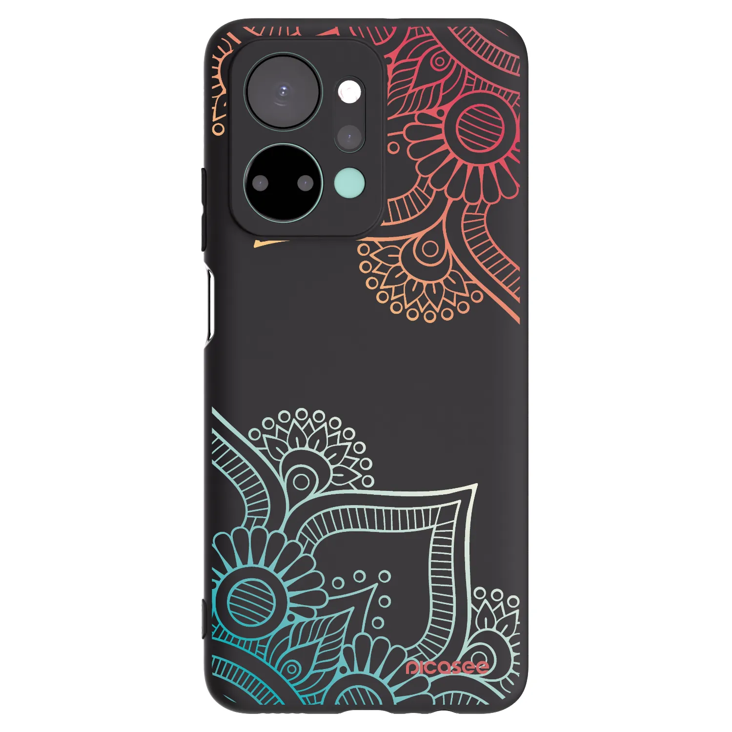 Picasee Μαύρη θήκη σιλικόνης για Honor X7a - Flowers pattern