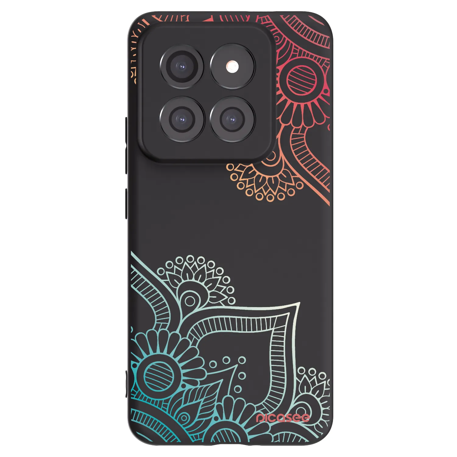 Picasee Μαύρη θήκη σιλικόνης για Xiaomi 14 Pro - Flowers pattern