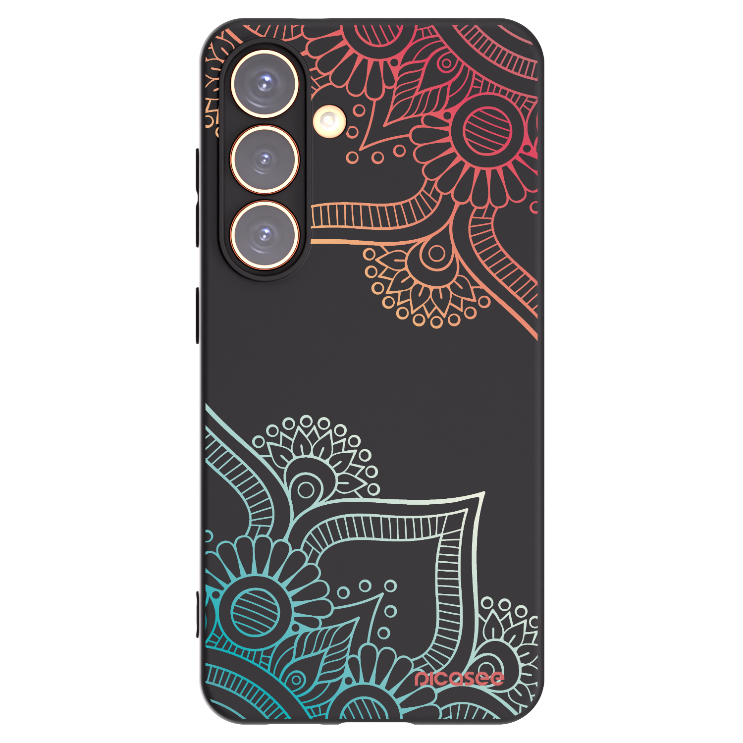 Picasee Μαύρη θήκη σιλικόνης για Samsung Galaxy S24 S921B 5G - Flowers pattern