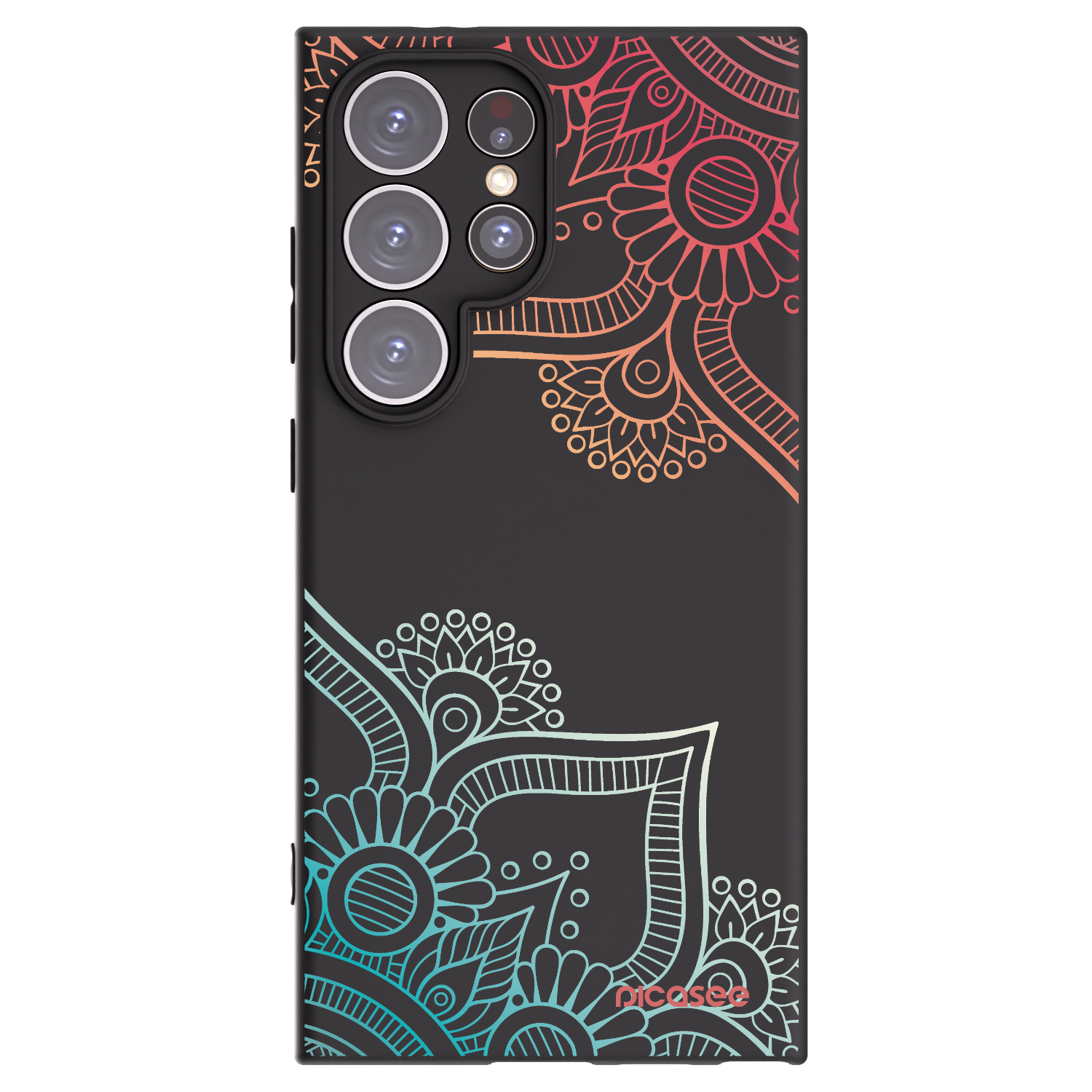 Picasee Μαύρη θήκη σιλικόνης για Samsung Galaxy S24 Ultra S928B 5G - Flowers pattern