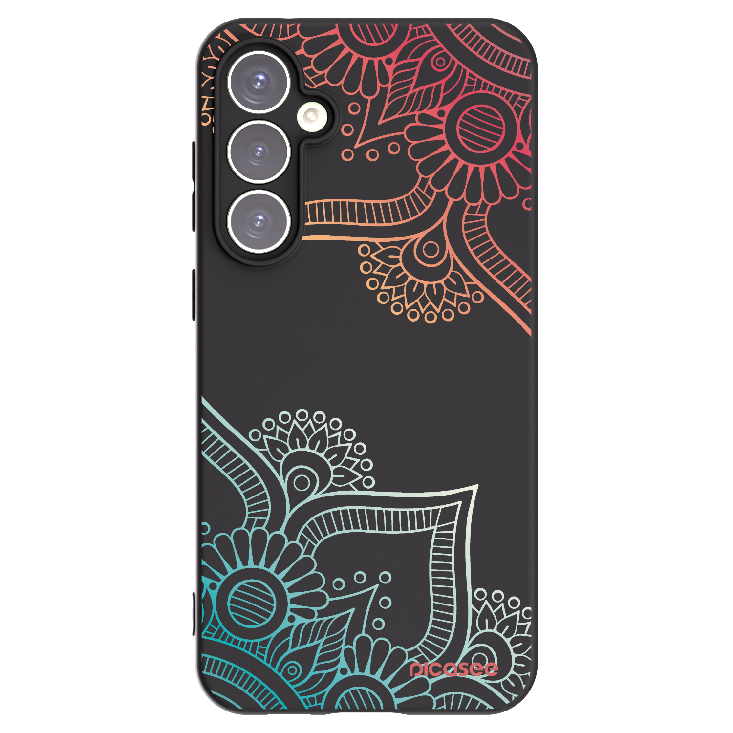 Picasee Μαύρη θήκη σιλικόνης για Samsung Galaxy S23 FE S711B - Flowers pattern