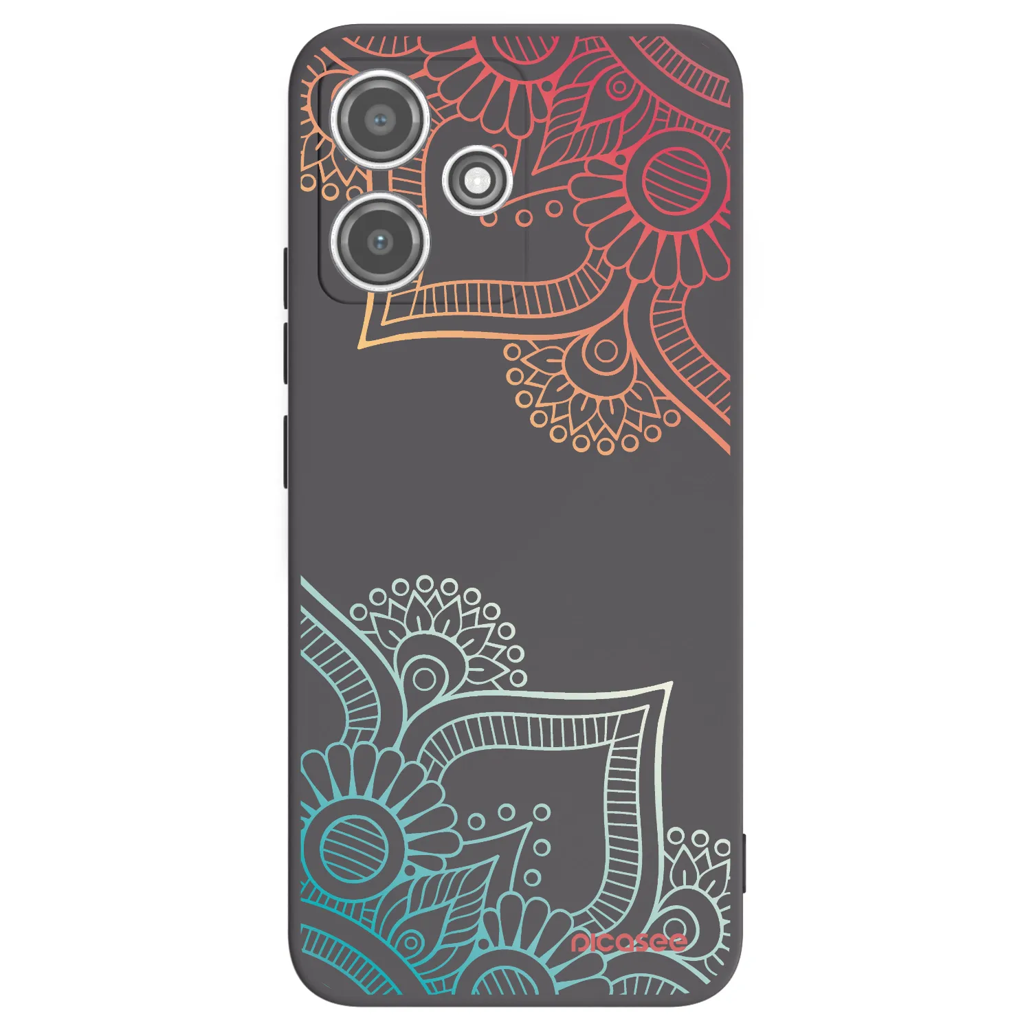 Picasee Μαύρη θήκη σιλικόνης για Xiaomi Redmi 12 5G - Flowers pattern