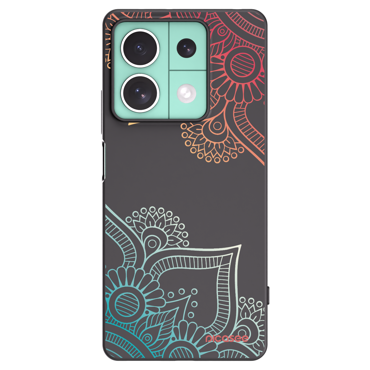Picasee Μαύρη θήκη σιλικόνης για Xiaomi Redmi Note 13 5G - Flowers pattern