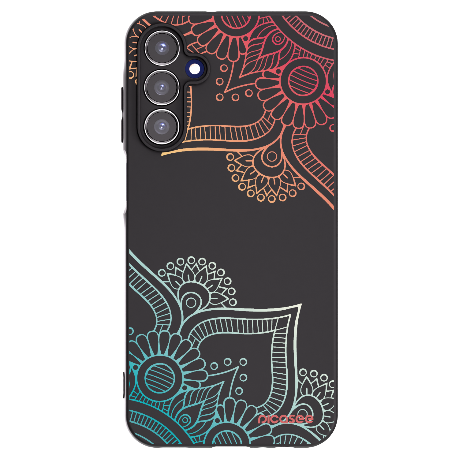 Picasee Μαύρη θήκη σιλικόνης για Samsung Galaxy A15 A156B 5G - Flowers pattern