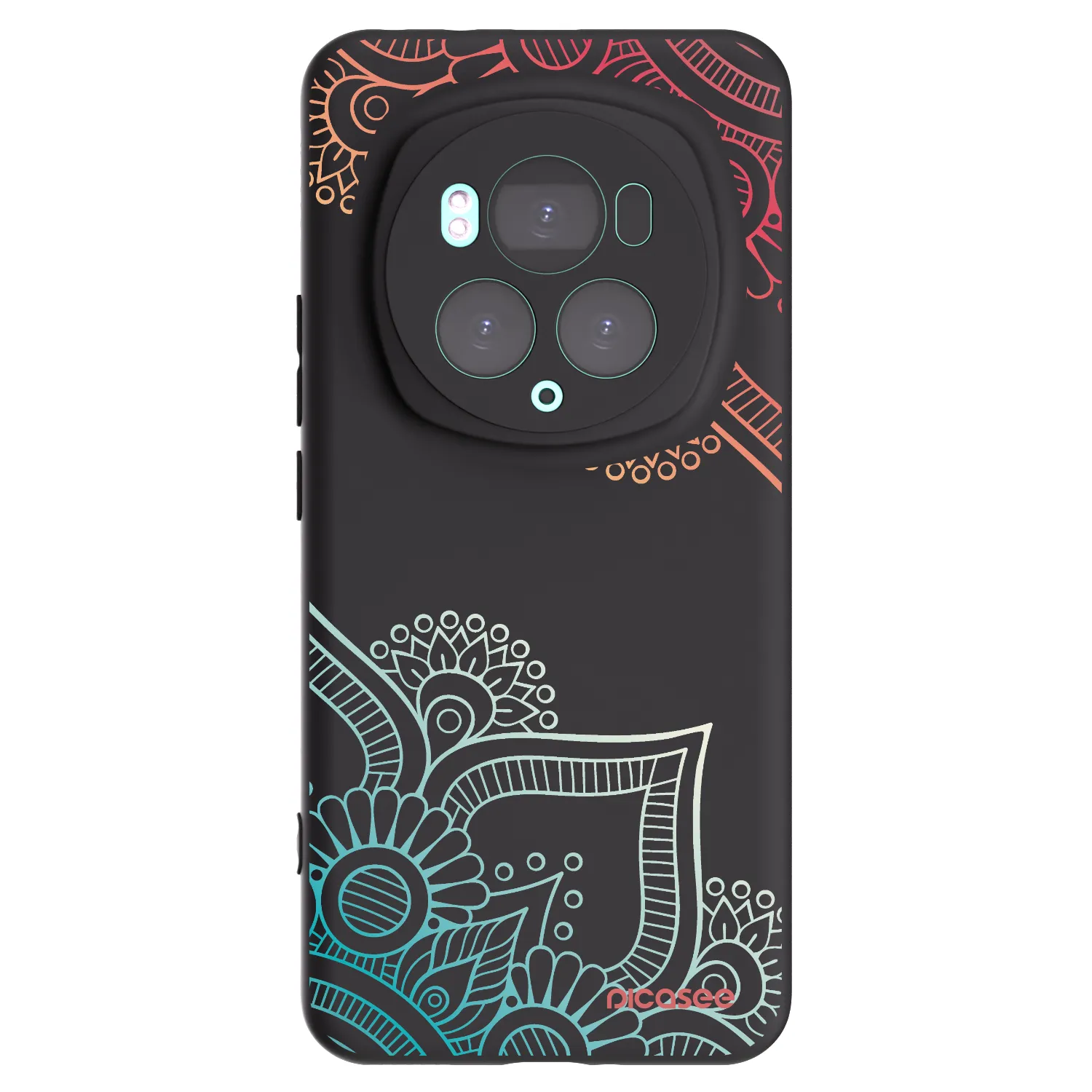 Picasee Μαύρη θήκη σιλικόνης για Honor Magic6 Pro - Flowers pattern