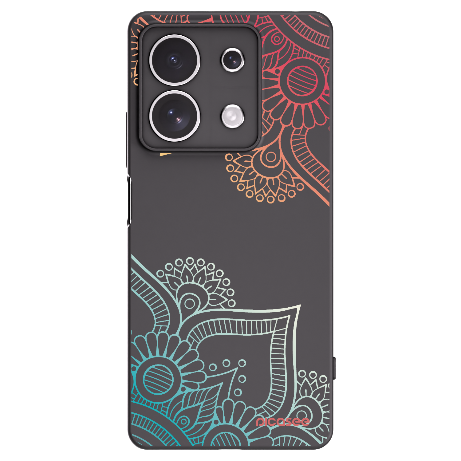 Picasee Μαύρη θήκη σιλικόνης για Xiaomi Redmi Note 13 4G - Flowers pattern