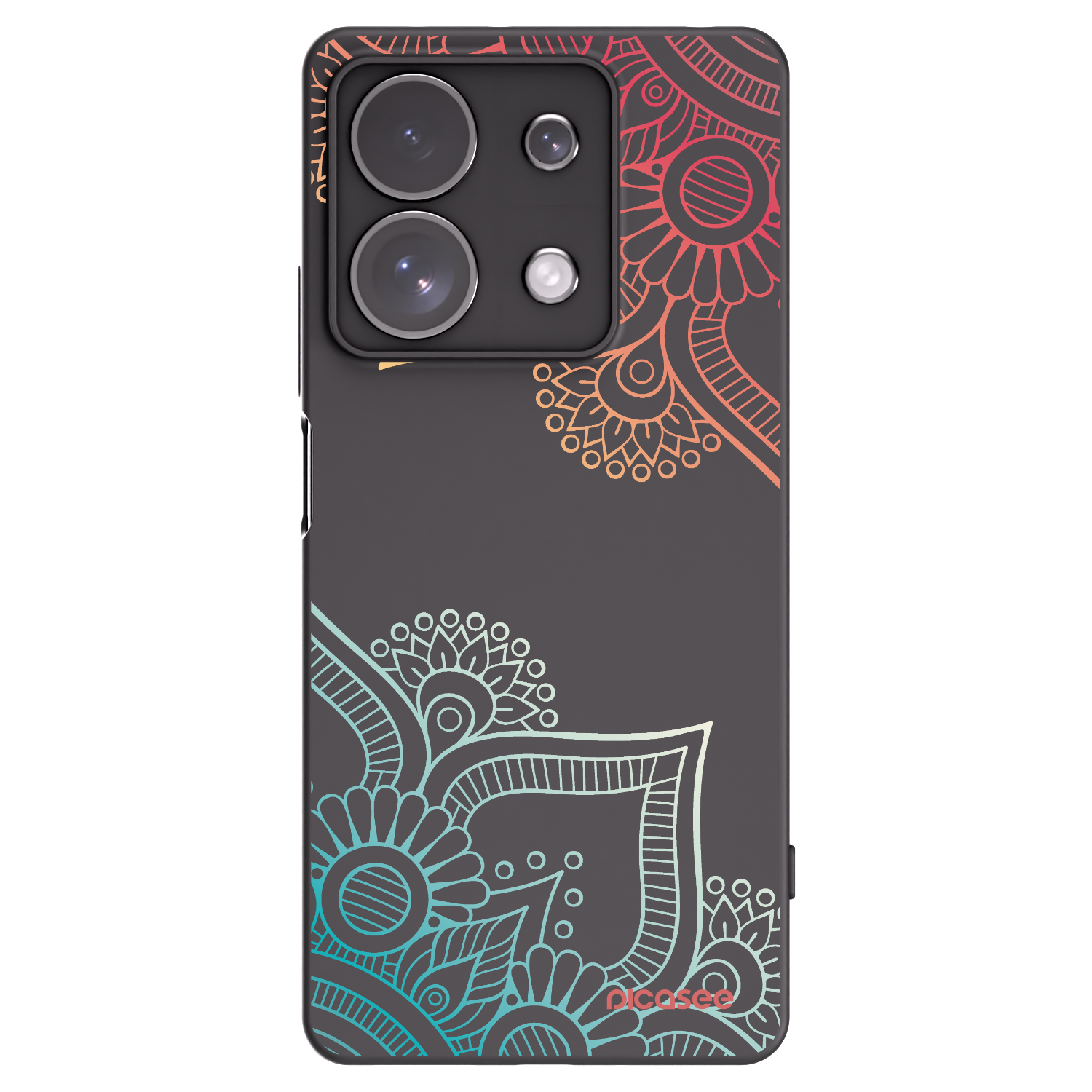 Picasee Μαύρη θήκη σιλικόνης για Xiaomi Redmi Note 13 Pro 4G - Flowers pattern