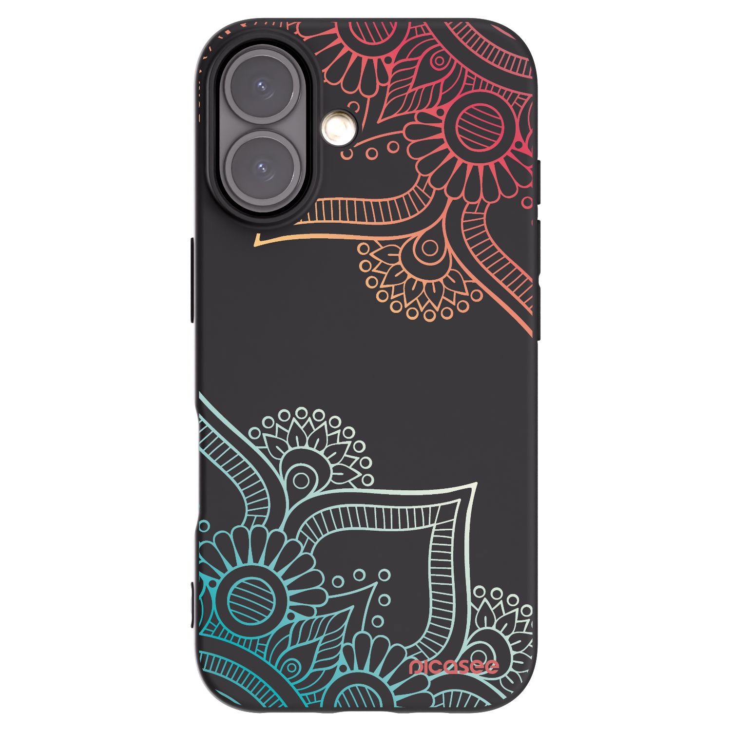 Picasee Μαύρη θήκη σιλικόνης για Apple iPhone 16 - Flowers pattern