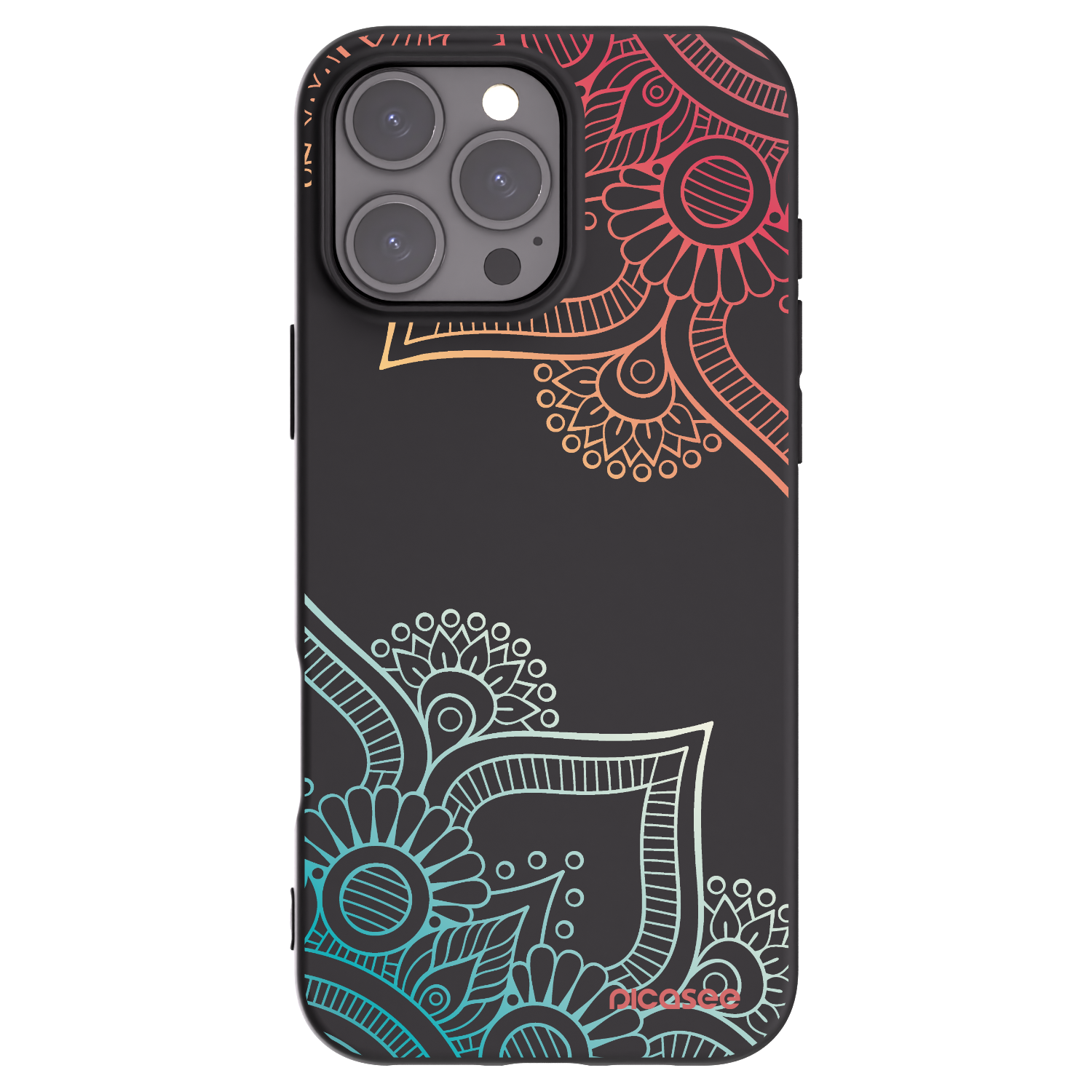 Picasee Μαύρη θήκη σιλικόνης για Apple iPhone 16 Pro Max - Flowers pattern