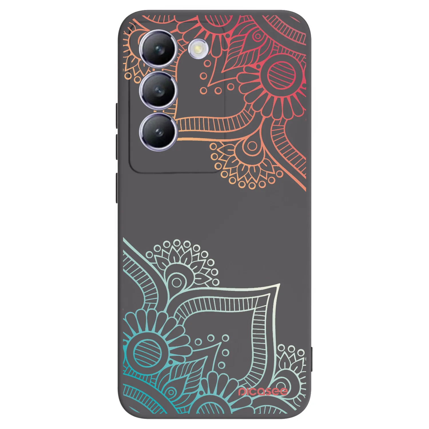Picasee Μαύρη θήκη σιλικόνης για Vivo V40 SE 5G - Flowers pattern