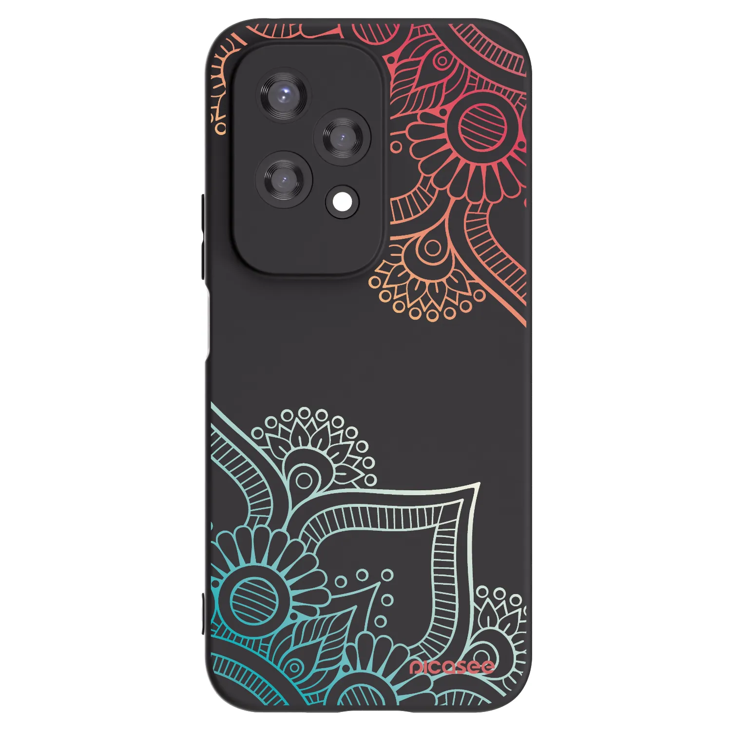 Picasee Μαύρη θήκη σιλικόνης για Honor 200 Lite - Flowers pattern