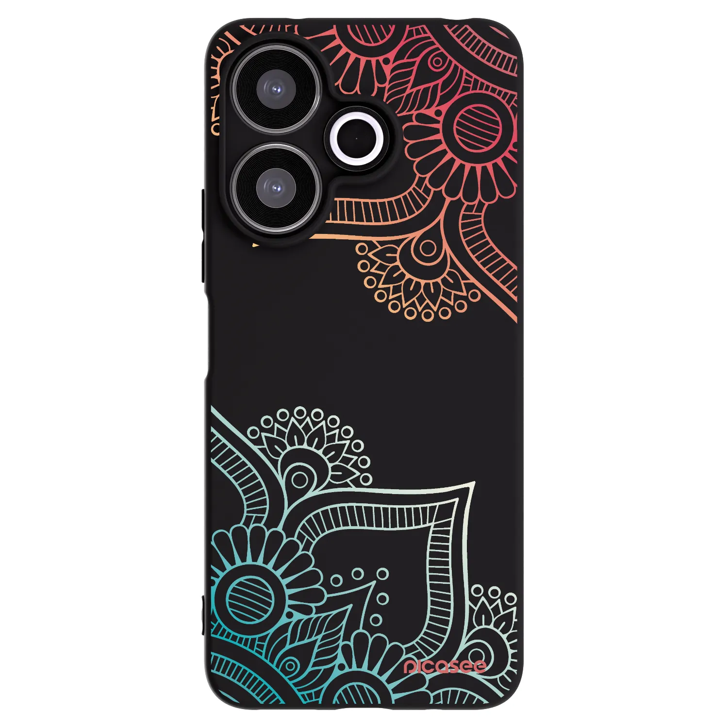Picasee Μαύρη θήκη σιλικόνης για Xiaomi Redmi 13 4G - Flowers pattern