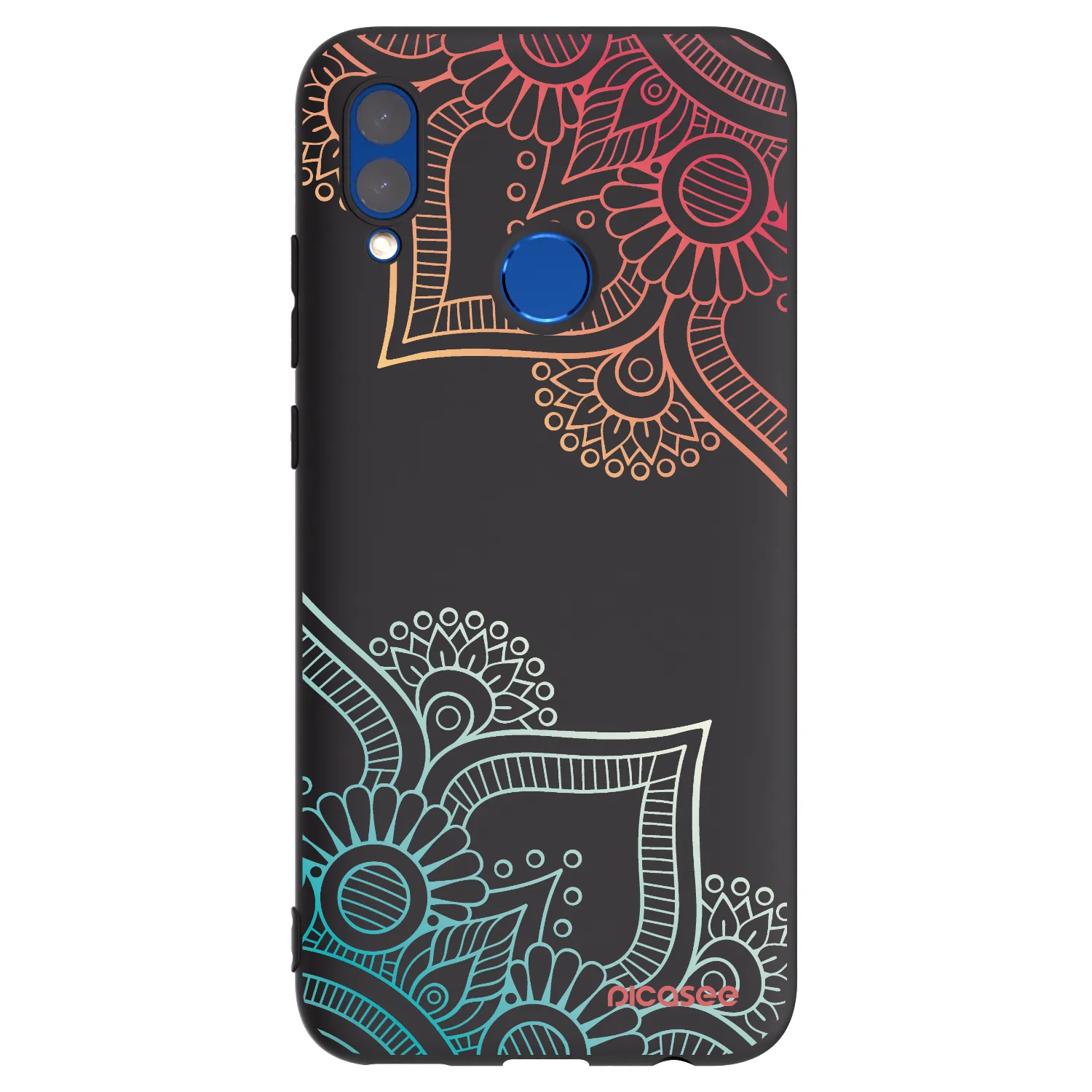 Picasee Μαύρη θήκη σιλικόνης για Honor 10 Lite - Flowers pattern
