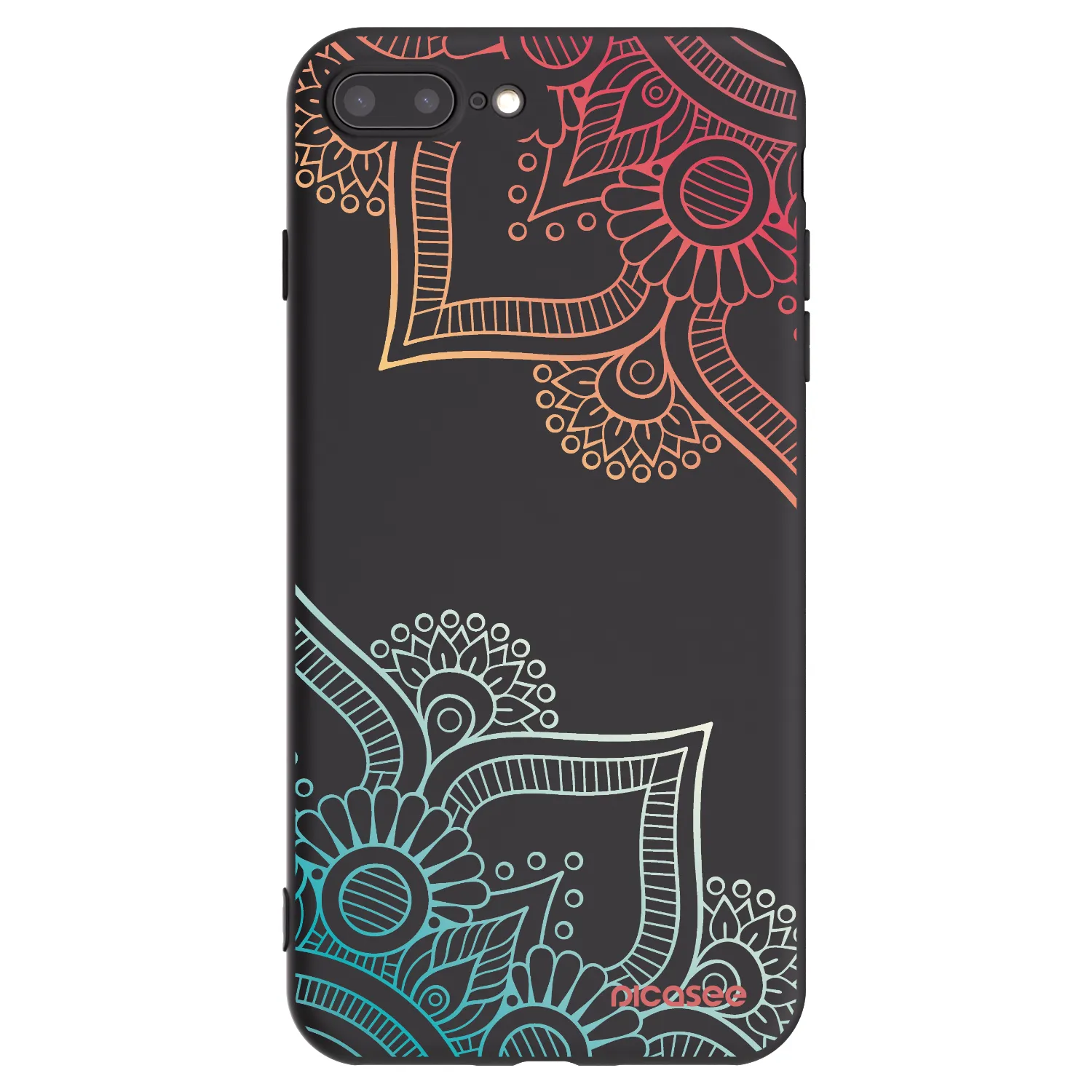 Picasee Μαύρη θήκη σιλικόνης για Apple iPhone 7 Plus - Flowers pattern