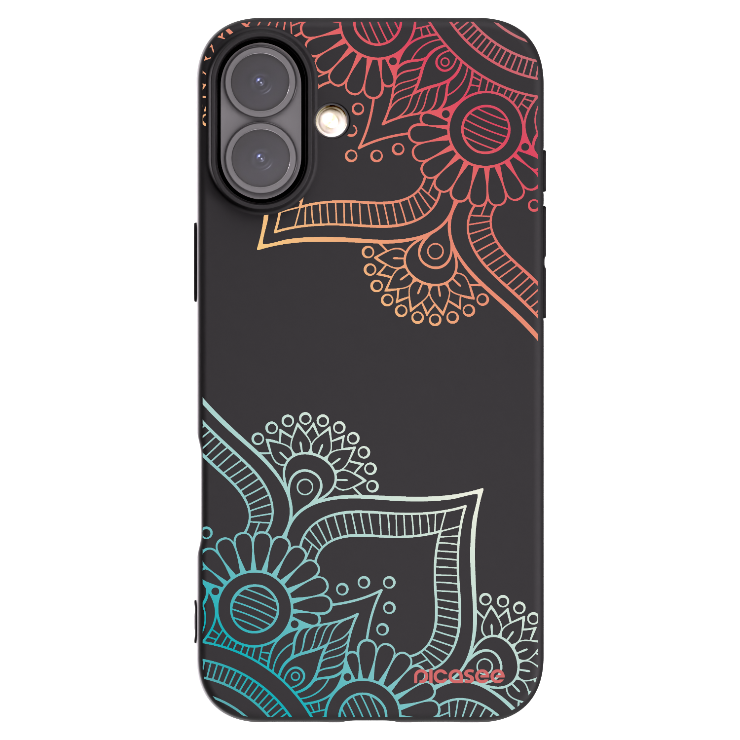 Picasee Μαύρη θήκη σιλικόνης για Apple iPhone 16 Plus - Flowers pattern