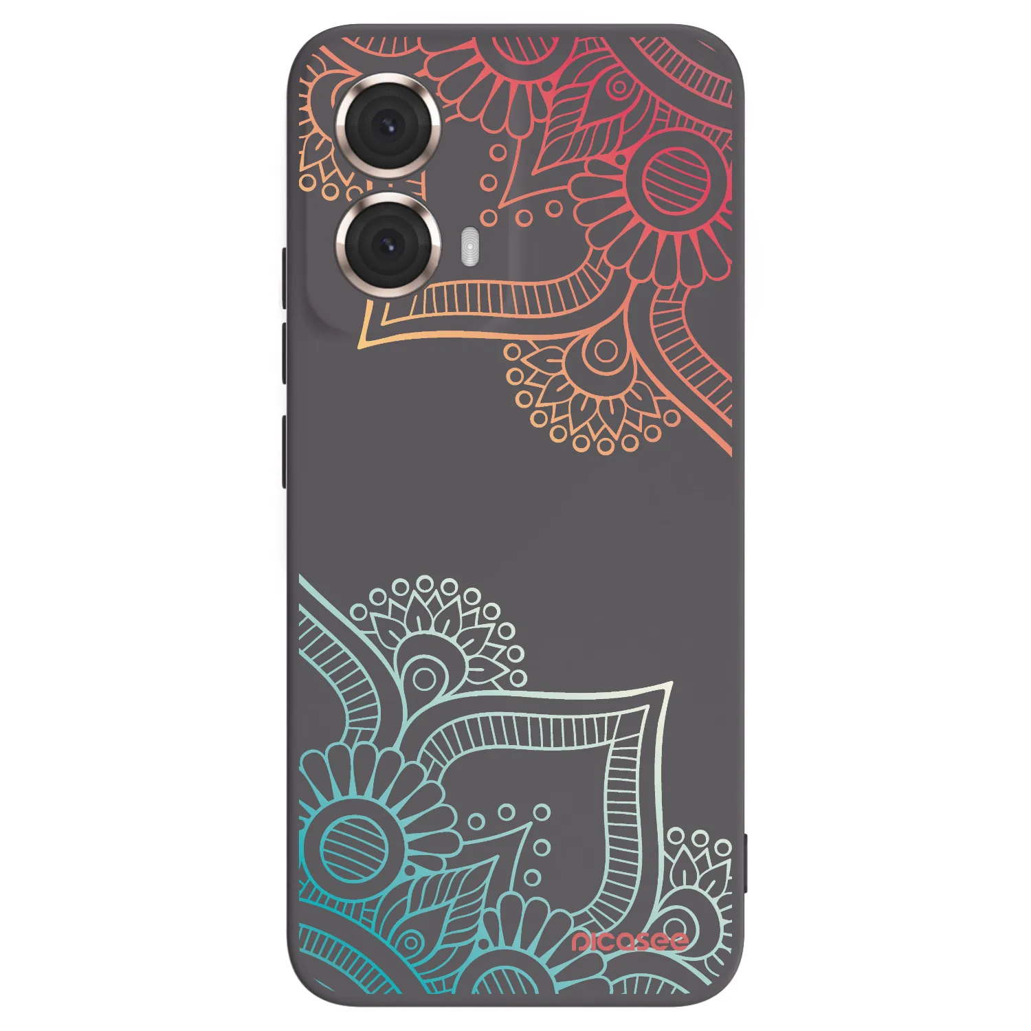 Picasee Μαύρη θήκη σιλικόνης για Motorola Moto G85 - Flowers pattern