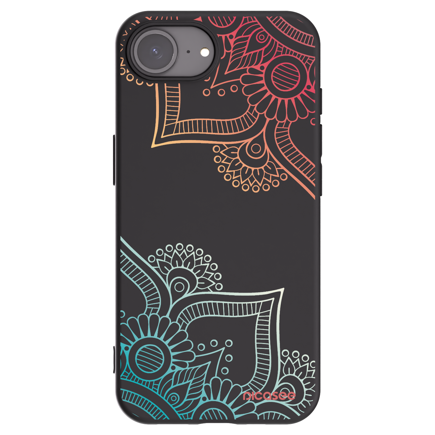 Picasee Μαύρη θήκη σιλικόνης για Apple iPhone 16e - Flowers pattern