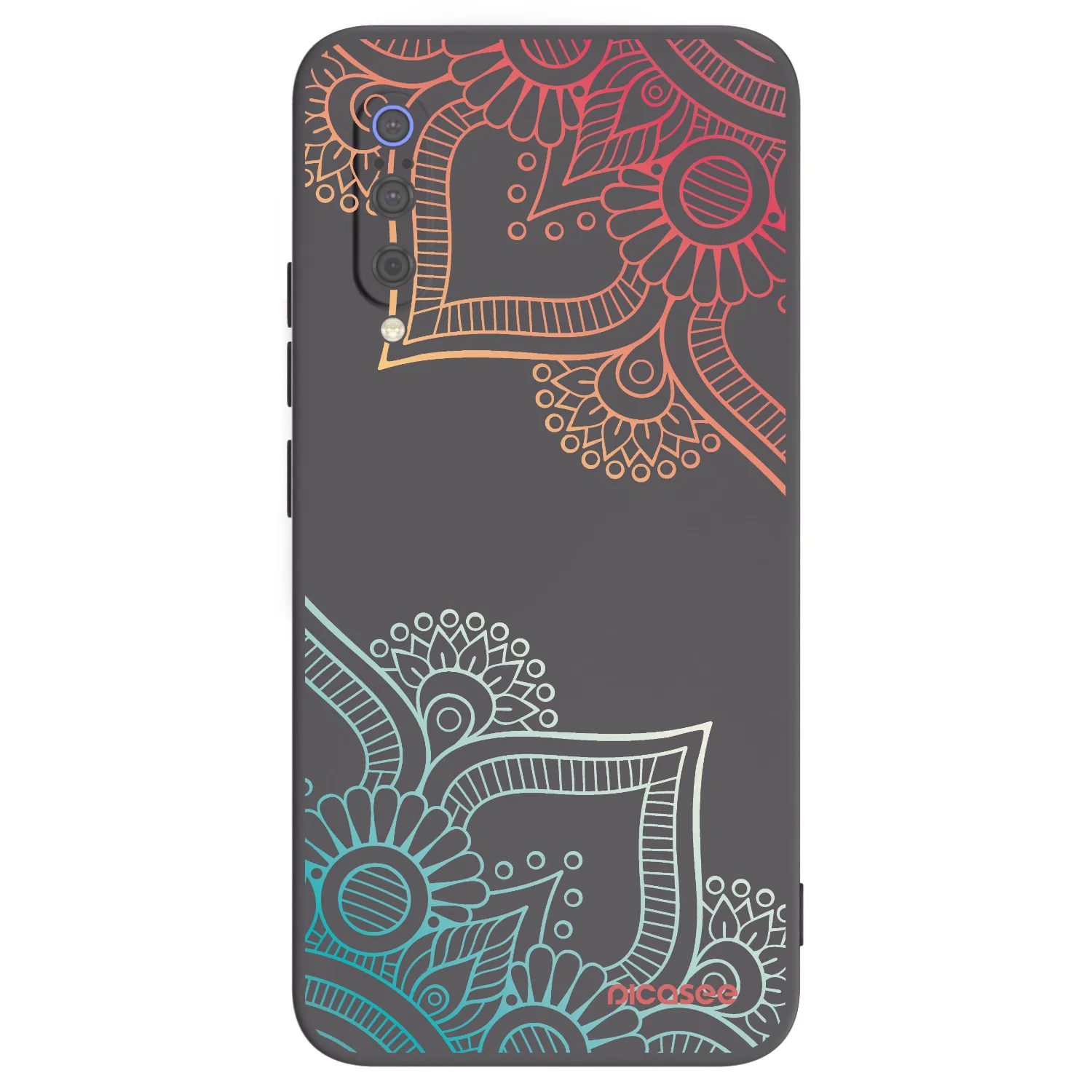Picasee Μαύρη θήκη σιλικόνης για Xiaomi Mi 9 - Flowers pattern