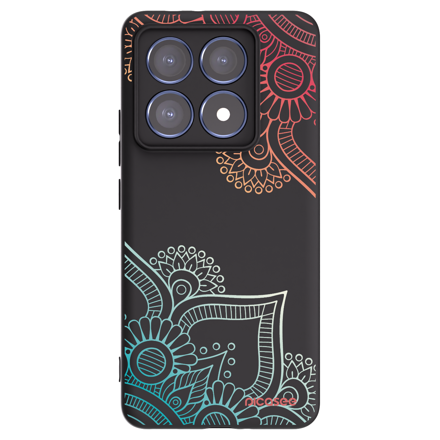 Picasee Μαύρη θήκη σιλικόνης για Xiaomi 14T Pro - Flowers pattern