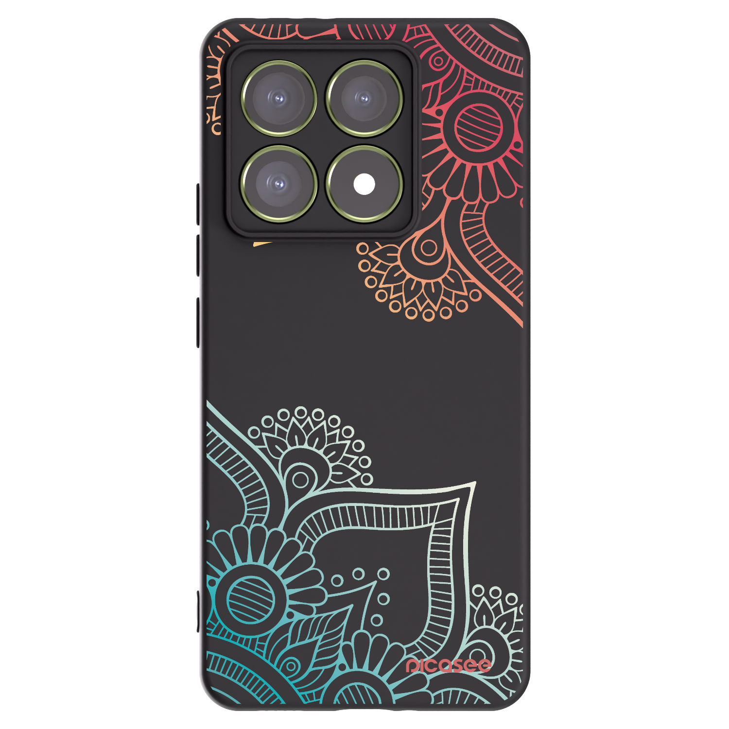 Picasee Μαύρη θήκη σιλικόνης για Xiaomi 14T - Flowers pattern