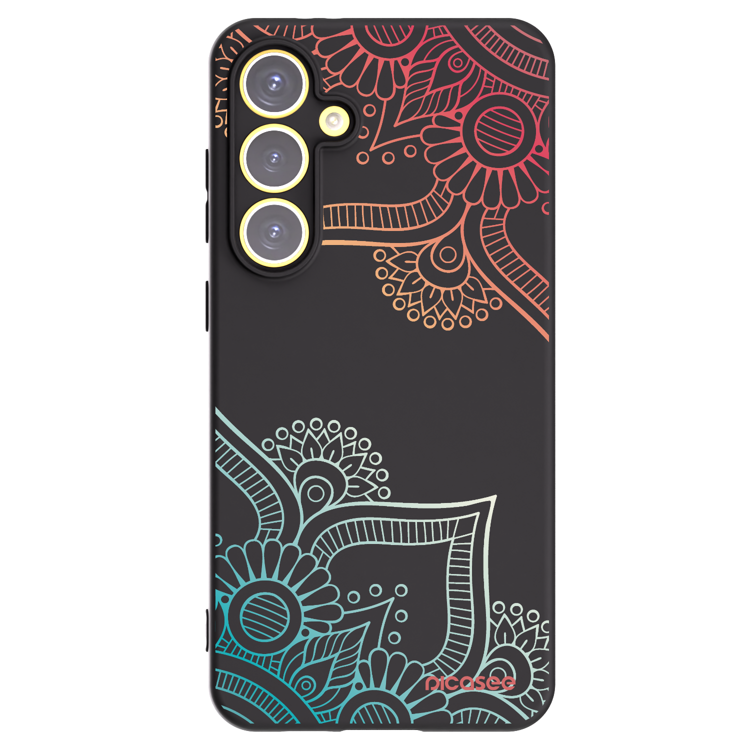 Picasee Μαύρη θήκη σιλικόνης για Samsung Galaxy S24 FE S721B - Flowers pattern